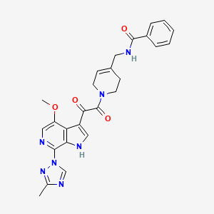 molecular formula C26H25N7O4 B7685630 N-((1-(2-(4-methoxy-7-(3-methyl-1H-1,2,4-triazol-1-yl)-1H-pyrrolo[2,3-c]pyridin-3-yl)-2-oxoacetyl)-1,2,3,6-tetrahydropyridin-4-yl)methyl)benzamide CAS No. 1831091-85-0