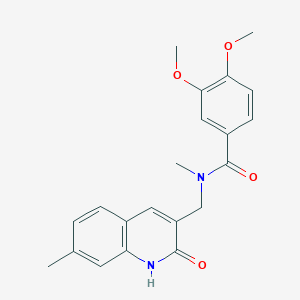 molecular formula C21H22N2O4 B7685631 N-((2-hydroxy-7-methylquinolin-3-yl)methyl)-3,4-dimethoxy-N-methylbenzamide 