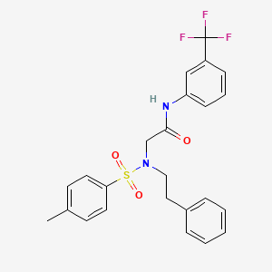 molecular formula C24H23F3N2O3S B7685673 N-[(4-chlorophenyl)methyl]-2-[N-(2-phenylethyl)4-methylbenzenesulfonamido]acetamide 