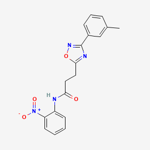 molecular formula C18H16N4O4 B7685674 N-(2-nitrophenyl)-3-(3-(m-tolyl)-1,2,4-oxadiazol-5-yl)propanamide 