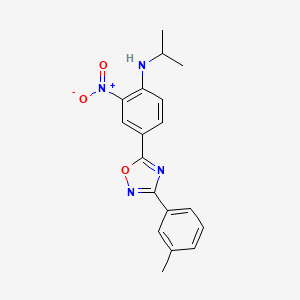 molecular formula C18H18N4O3 B7685685 N-isopropyl-2-nitro-4-(3-(m-tolyl)-1,2,4-oxadiazol-5-yl)aniline 