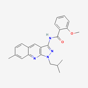 molecular formula C23H24N4O2 B7685726 N-(1-isobutyl-7-methyl-1H-pyrazolo[3,4-b]quinolin-3-yl)-2-methoxybenzamide 
