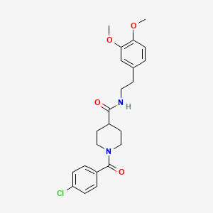 molecular formula C23H27ClN2O4 B7685740 1-(4-chlorobenzoyl)-N-(3,4-dimethoxyphenethyl)piperidine-4-carboxamide 