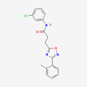 molecular formula C18H16ClN3O2 B7685745 N-(3-chlorophenyl)-3-(3-(o-tolyl)-1,2,4-oxadiazol-5-yl)propanamide 