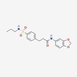 molecular formula C19H22N2O5S B7685752 N-(benzo[d][1,3]dioxol-5-yl)-3-(4-(N-propylsulfamoyl)phenyl)propanamide 