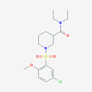 molecular formula C17H25ClN2O4S B7685760 1-((5-chloro-2-methoxyphenyl)sulfonyl)-N,N-diethylpiperidine-3-carboxamide 
