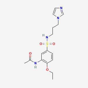 molecular formula C16H22N4O4S B7685763 N-(5-(N-(3-(1H-imidazol-1-yl)propyl)sulfamoyl)-2-ethoxyphenyl)acetamide 