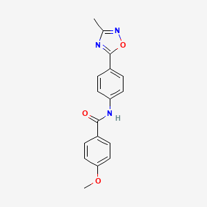 molecular formula C17H15N3O3 B7685777 4-methoxy-N-(4-(3-methyl-1,2,4-oxadiazol-5-yl)phenyl)benzamide 