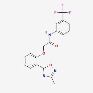 molecular formula C18H14F3N3O3 B7685780 2-(2-(3-methyl-1,2,4-oxadiazol-5-yl)phenoxy)-N-(3-(trifluoromethyl)phenyl)acetamide 