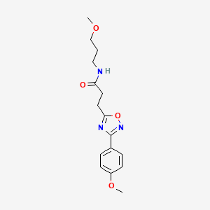 molecular formula C16H21N3O4 B7685800 3-(3-(4-methoxyphenyl)-1,2,4-oxadiazol-5-yl)-N-(3-methoxypropyl)propanamide 