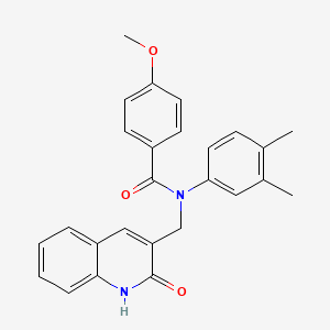 N-(3,4-dimethylphenyl)-N-((2-hydroxyquinolin-3-yl)methyl)-4-methoxybenzamide