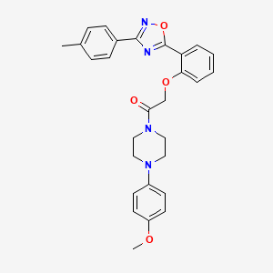 molecular formula C28H28N4O4 B7685818 1-(4-(4-methoxyphenyl)piperazin-1-yl)-2-(2-(3-(p-tolyl)-1,2,4-oxadiazol-5-yl)phenoxy)ethanone 