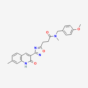 molecular formula C24H24N4O4 B7685833 3-(3-(2-hydroxy-7-methylquinolin-3-yl)-1,2,4-oxadiazol-5-yl)-N-(4-methoxybenzyl)-N-methylpropanamide 