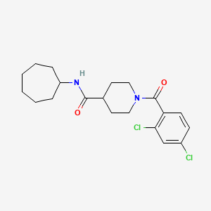 molecular formula C20H26Cl2N2O2 B7685840 N-cycloheptyl-1-(2,4-dichlorobenzoyl)piperidine-4-carboxamide 
