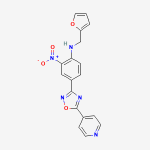 molecular formula C18H13N5O4 B7685851 N-(furan-2-ylmethyl)-2-nitro-4-(5-(pyridin-4-yl)-1,2,4-oxadiazol-3-yl)aniline 