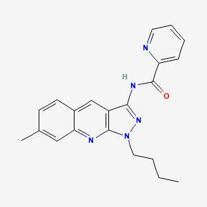 molecular formula C21H21N5O B7685899 N-(1-butyl-7-methyl-1H-pyrazolo[3,4-b]quinolin-3-yl)picolinamide 