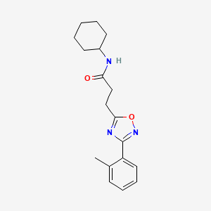 molecular formula C18H23N3O2 B7685922 N-cyclohexyl-3-(3-(o-tolyl)-1,2,4-oxadiazol-5-yl)propanamide 