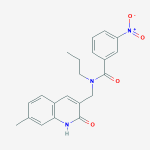 molecular formula C21H21N3O4 B7685926 N-((2-hydroxy-7-methylquinolin-3-yl)methyl)-3-nitro-N-propylbenzamide 