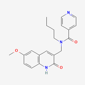 molecular formula C21H23N3O3 B7685931 N-butyl-N-((2-hydroxy-6-methoxyquinolin-3-yl)methyl)isonicotinamide 