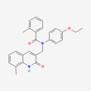 molecular formula C27H26N2O3 B7685954 N-(4-ethoxyphenyl)-N-((2-hydroxy-8-methylquinolin-3-yl)methyl)-2-methylbenzamide 