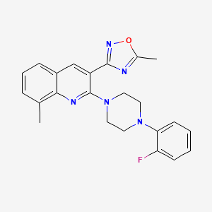 molecular formula C23H22FN5O B7685955 3-(2-(4-(2-fluorophenyl)piperazin-1-yl)-8-methylquinolin-3-yl)-5-methyl-1,2,4-oxadiazole 