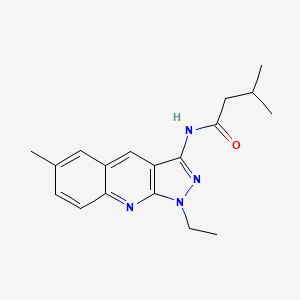 molecular formula C18H22N4O B7685967 N-(1-ethyl-6-methyl-1H-pyrazolo[3,4-b]quinolin-3-yl)-3-methylbutanamide 