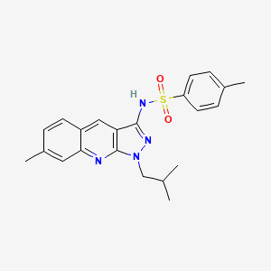 molecular formula C22H24N4O2S B7685971 N-(1-isobutyl-7-methyl-1H-pyrazolo[3,4-b]quinolin-3-yl)-4-methylbenzenesulfonamide 