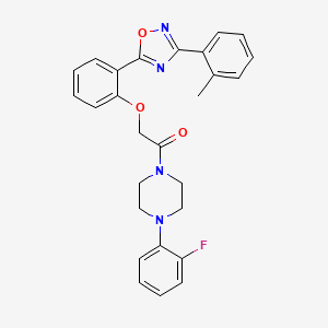 molecular formula C27H25FN4O3 B7685987 1-(4-(2-fluorophenyl)piperazin-1-yl)-2-(2-(3-(o-tolyl)-1,2,4-oxadiazol-5-yl)phenoxy)ethanone 