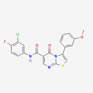 molecular formula C20H13ClFN3O3S B7686005 N-cyclohexyl-3-(3-methoxyphenyl)-5-oxo-5H-[1,3]thiazolo[3,2-a]pyrimidine-6-carboxamide 