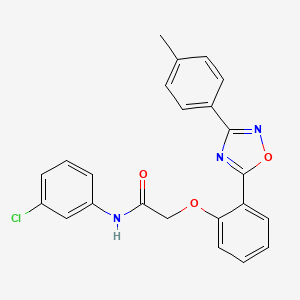 molecular formula C23H18ClN3O3 B7686016 N-(3-chlorophenyl)-2-(2-(3-(p-tolyl)-1,2,4-oxadiazol-5-yl)phenoxy)acetamide 