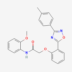 molecular formula C24H21N3O4 B7686032 N-(2-methoxyphenyl)-2-(2-(3-(p-tolyl)-1,2,4-oxadiazol-5-yl)phenoxy)acetamide 