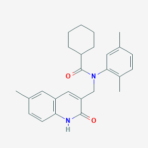 molecular formula C26H30N2O2 B7686044 N-(2,5-dimethylphenyl)-N-((2-hydroxy-6-methylquinolin-3-yl)methyl)cyclohexanecarboxamide 