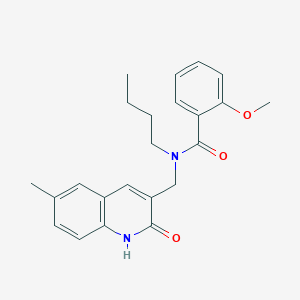 molecular formula C23H26N2O3 B7686062 N-butyl-N-((2-hydroxy-6-methylquinolin-3-yl)methyl)-2-methoxybenzamide 