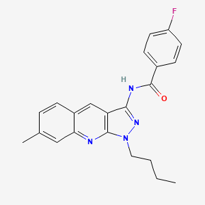 molecular formula C22H21FN4O B7686076 N-(1-butyl-7-methyl-1H-pyrazolo[3,4-b]quinolin-3-yl)-4-fluorobenzamide 