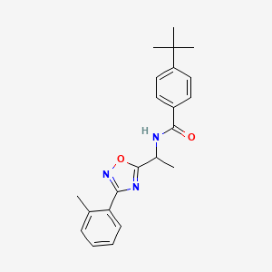 molecular formula C22H25N3O2 B7686091 4-(tert-butyl)-N-(1-(3-(o-tolyl)-1,2,4-oxadiazol-5-yl)ethyl)benzamide 