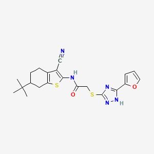 molecular formula C21H23N5O2S2 B7686101 N-(6-(tert-Butyl)-3-cyano-4,5,6,7-tetrahydrobenzo[b]thiophen-2-yl)-2-((5-(furan-2-yl)-4H-1,2,4-triazol-3-yl)thio)acetamide CAS No. 701924-95-0