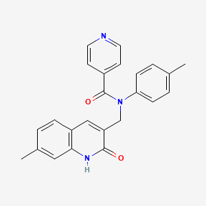 molecular formula C24H21N3O2 B7686129 N-((2-hydroxy-7-methylquinolin-3-yl)methyl)-N-(p-tolyl)isonicotinamide 