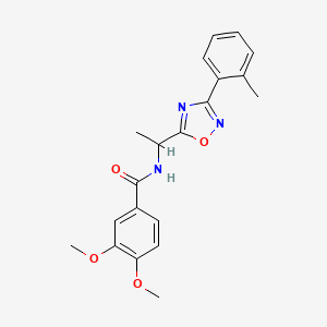 molecular formula C20H21N3O4 B7686162 3,4-dimethoxy-N-(1-(3-(o-tolyl)-1,2,4-oxadiazol-5-yl)ethyl)benzamide 