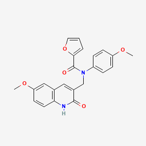 molecular formula C23H20N2O5 B7686189 N-((2-hydroxy-6-methoxyquinolin-3-yl)methyl)-N-(4-methoxyphenyl)furan-2-carboxamide 