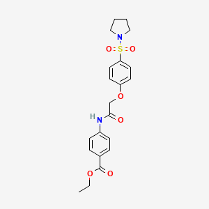 molecular formula C21H24N2O6S B7686201 ethyl 4-(2-(4-(pyrrolidin-1-ylsulfonyl)phenoxy)acetamido)benzoate 
