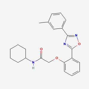 molecular formula C23H25N3O3 B7686232 N-cyclohexyl-2-(2-(3-(m-tolyl)-1,2,4-oxadiazol-5-yl)phenoxy)acetamide 