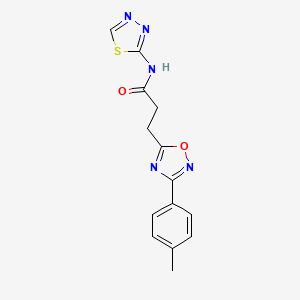 molecular formula C14H13N5O2S B7686243 N-(1,3,4-thiadiazol-2-yl)-3-(3-(p-tolyl)-1,2,4-oxadiazol-5-yl)propanamide 