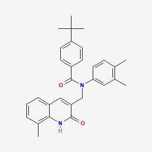 molecular formula C30H32N2O2 B7686250 4-(tert-butyl)-N-(3,4-dimethylphenyl)-N-((2-hydroxy-8-methylquinolin-3-yl)methyl)benzamide 