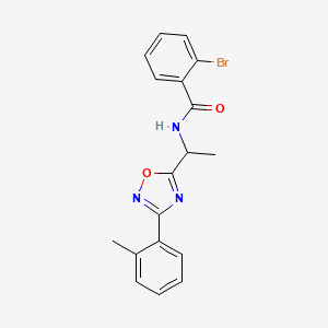 molecular formula C18H16BrN3O2 B7686265 2-bromo-N-(1-(3-(o-tolyl)-1,2,4-oxadiazol-5-yl)ethyl)benzamide 