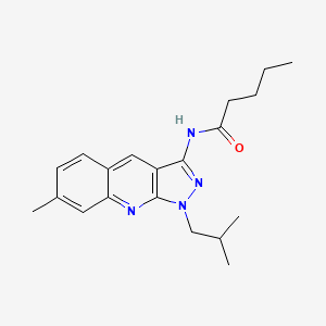 molecular formula C20H26N4O B7686289 N-(1-isobutyl-7-methyl-1H-pyrazolo[3,4-b]quinolin-3-yl)pentanamide 