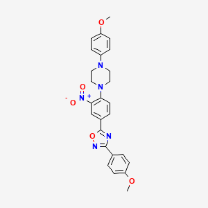 molecular formula C26H25N5O5 B7686324 3-(4-methoxyphenyl)-5-(4-(4-(4-methoxyphenyl)piperazin-1-yl)-3-nitrophenyl)-1,2,4-oxadiazole 
