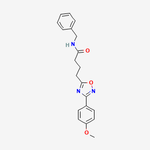 molecular formula C20H21N3O3 B7686327 N-benzyl-4-(3-(4-methoxyphenyl)-1,2,4-oxadiazol-5-yl)butanamide 