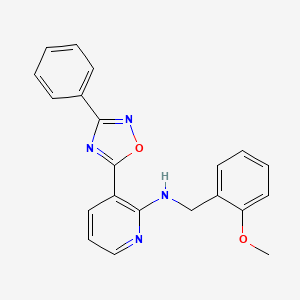 molecular formula C21H18N4O2 B7686356 N-(2-methoxybenzyl)-3-(3-phenyl-1,2,4-oxadiazol-5-yl)pyridin-2-amine 