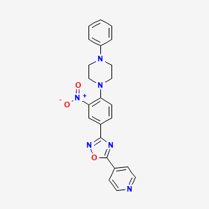 molecular formula C23H20N6O3 B7686416 3-(3-nitro-4-(4-phenylpiperazin-1-yl)phenyl)-5-(pyridin-4-yl)-1,2,4-oxadiazole 