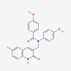 molecular formula C26H24N2O4 B7686448 N-((2-hydroxy-6-methylquinolin-3-yl)methyl)-4-methoxy-N-(4-methoxyphenyl)benzamide 